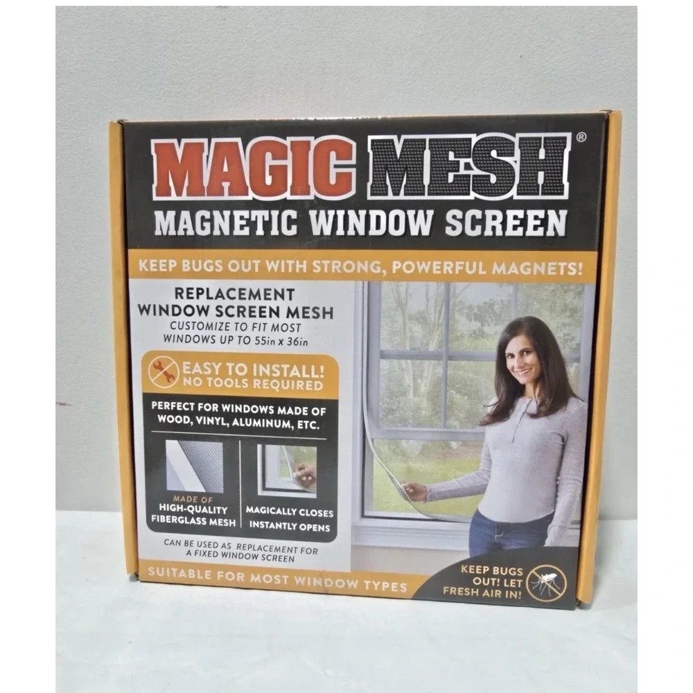 Magic Mesh Magnetic Replacement Window Screen  Keeps Bugs Out NEW - SEALED